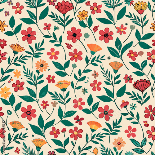Wallpaper Mural Floral seamless pattern vector illustration. Torontodigital.ca