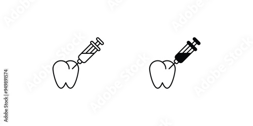 teeth syringe set icon with white background vector stock illustration
