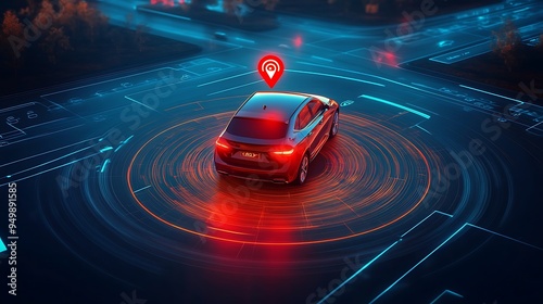 GPS tracking pulsing signal. A vehicle transmitting gps signal. Searching car location