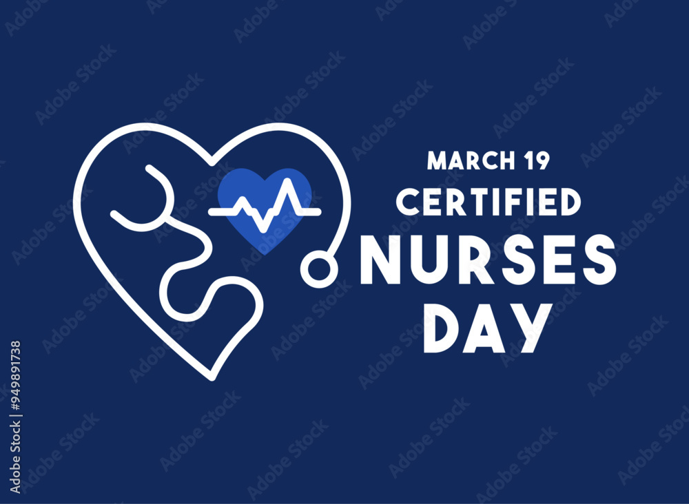 Obraz premium Certified Nurses Day. March 19. Flat design vector. Blue background.