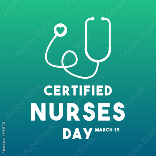 Certified Nurses Day. March 19. Gradient background.