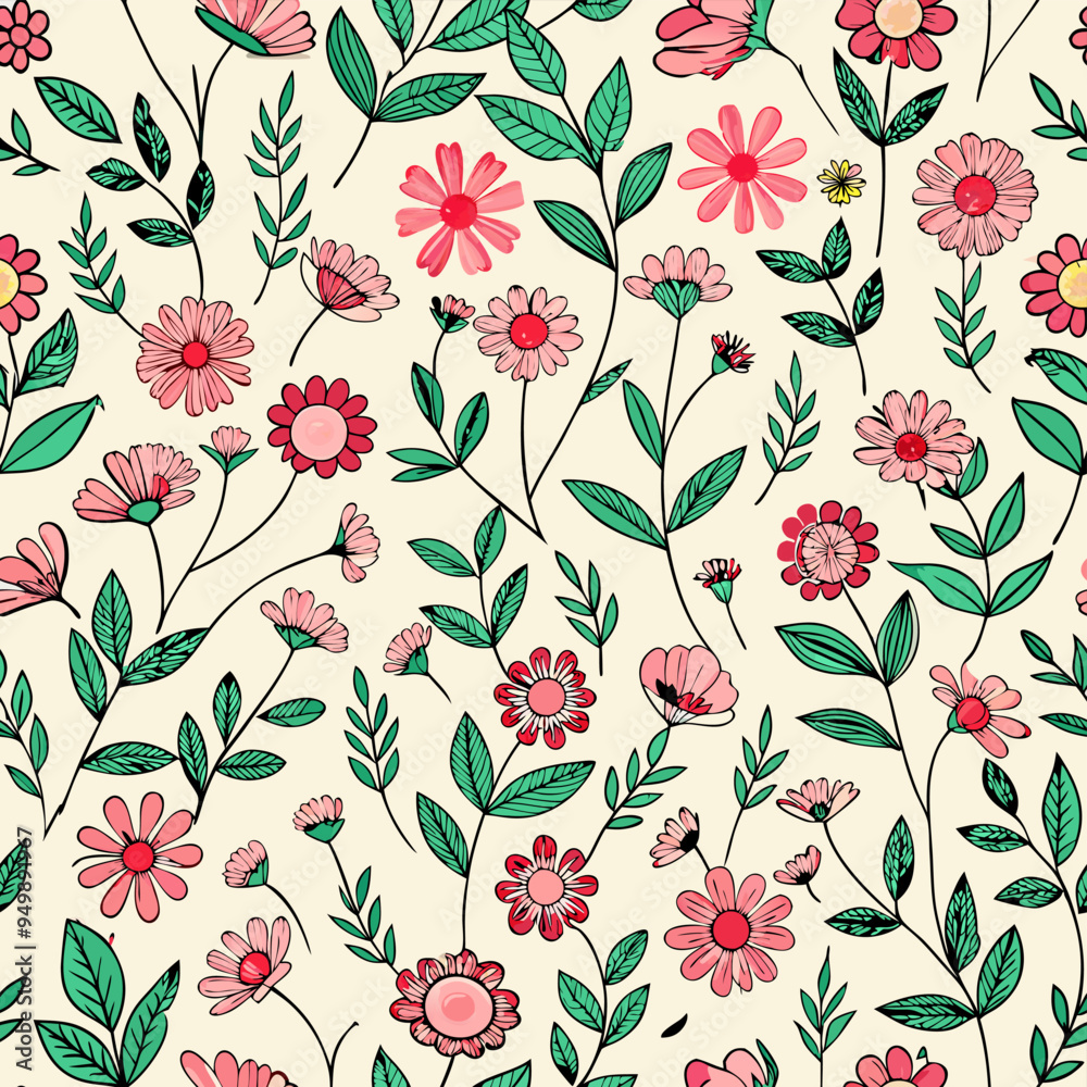 Floral seamless pattern vector illustration. Floral seamless pattern vector illustration.