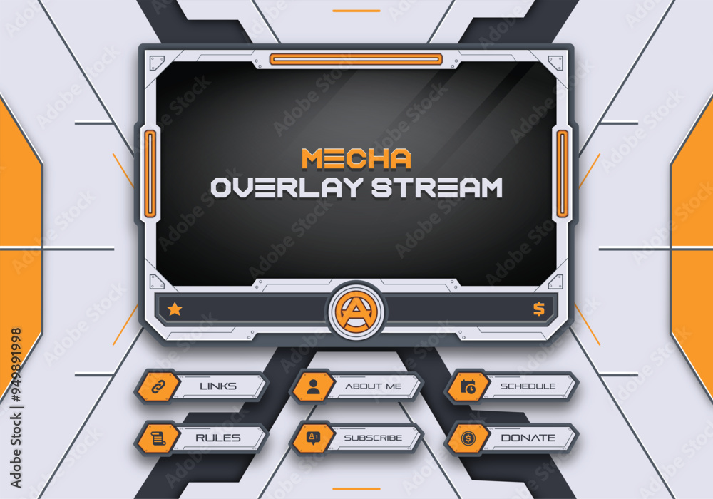 Twitch obs streaming panel overlay design template full package setup mecha theme Twitch obs streaming panel overlay design template full package setup mecha theme