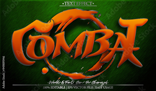 Combat Vector Text Effect Editable Alphabet Combat Ninja War Battle Esport Gamer Videgame