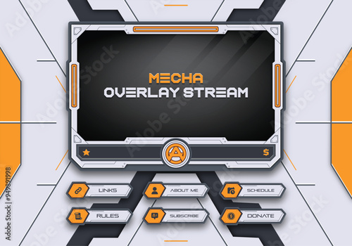 Twitch obs streaming panel overlay design template full package setup mecha theme