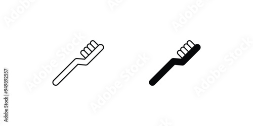 toothbrush set icon with white background vector stock illustration