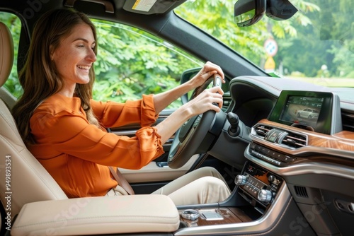 woman in suv opening passenger door with remote
 photo