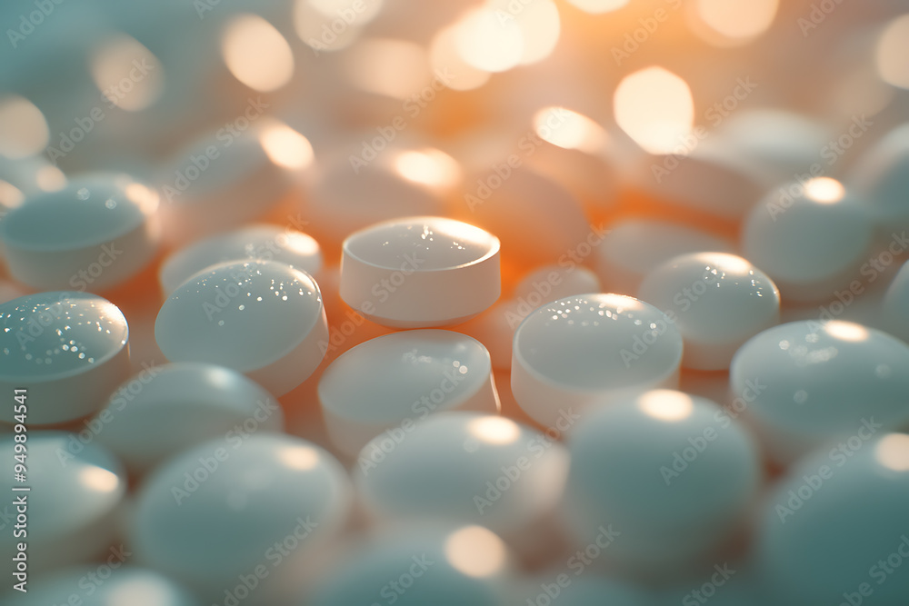 Close-up image of various pills, highlighting their textures and shapes Close-up image of various pills, highlighting their textures and shapes