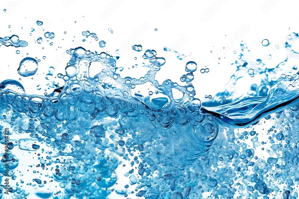 closeup of bubbles in water isolated on white background with closeup of bubbles in water isolated on white background with