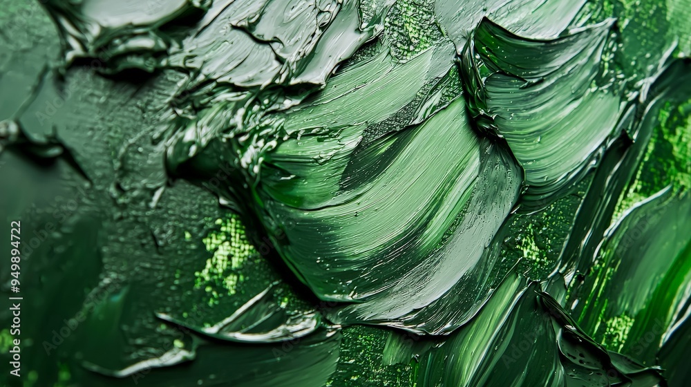 Fototapeta premium A brushstroke of green paint, textured and expressive