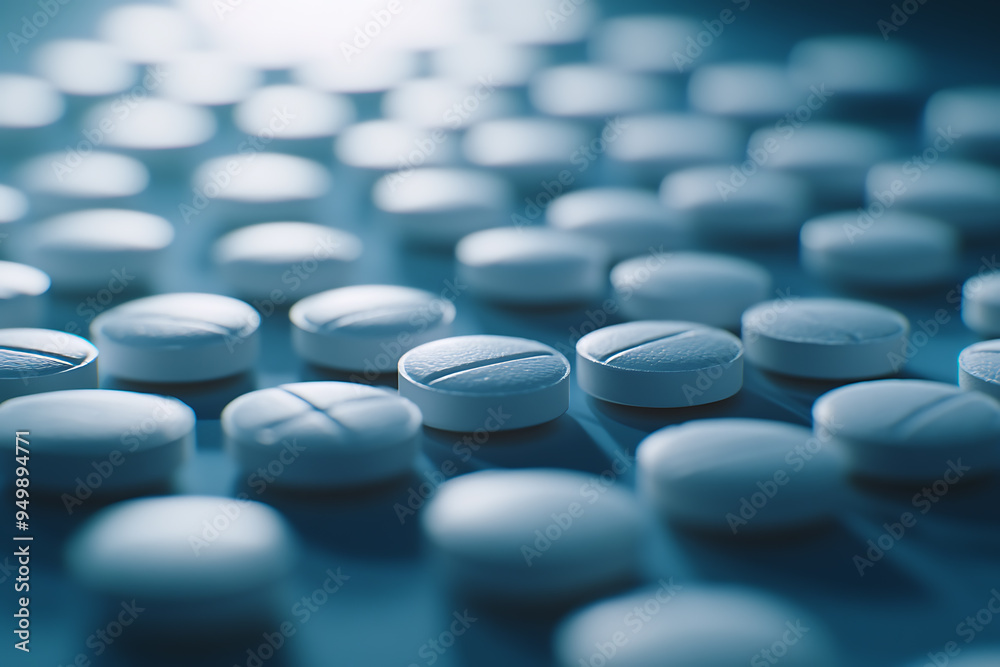 Close-up image of various pills, highlighting their textures and shapes Close-up image of various pills, highlighting their textures and shapes