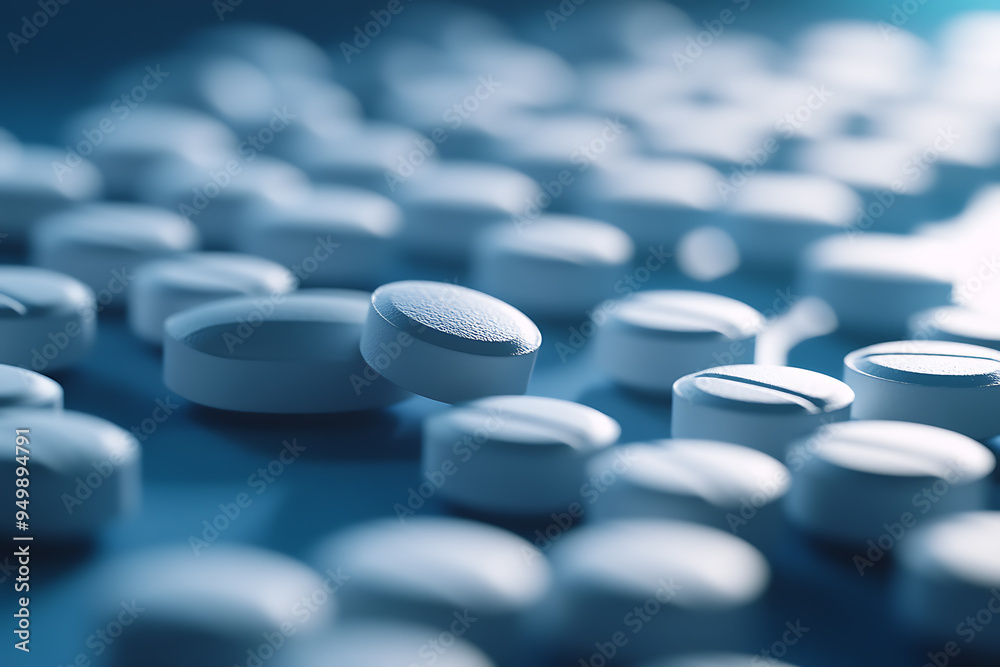 Close-up image of various pills, highlighting their textures and shapes Close-up image of various pills, highlighting their textures and shapes