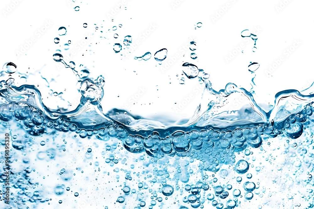 closeup of bubbles in water isolated on white background with closeup of bubbles in water isolated on white background with