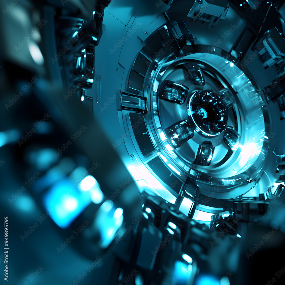 Fototapeta premium Futuristic device shining with radiant blue illumination and sleek design picture