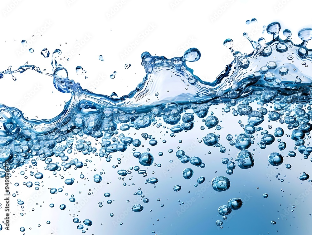 closeup of bubbles in water isolated on white background with closeup of bubbles in water isolated on white background with