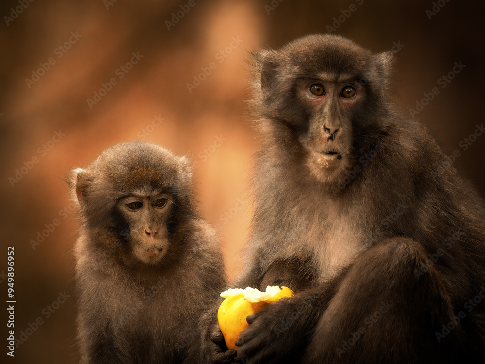 japanese macaque mother and son japanese macaque mother and son