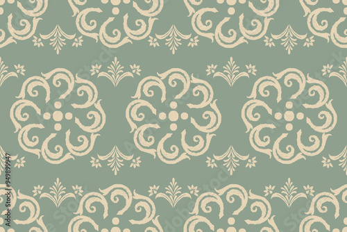 Motifs Ikat floral paisley embroidery background.geometric ethnic oriental pattern traditional.Aztec-style abstract. design for texture, fabric, clothing, wrapping, decoration