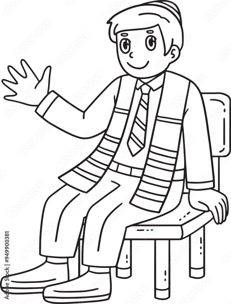 Bar Mitzvah Boy Waiting for the Ceremony Isolated Bar Mitzvah Boy Waiting for the Ceremony Isolated