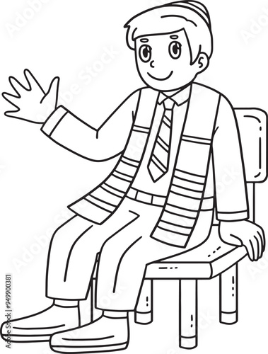 Bar Mitzvah Boy Waiting for the Ceremony Isolated 