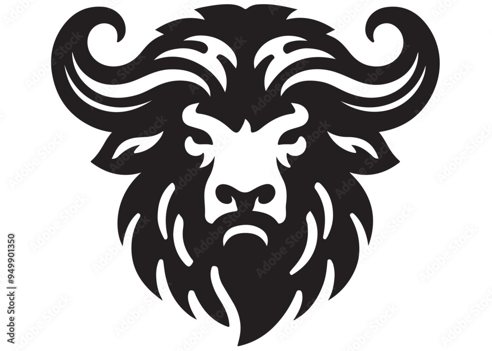 Obraz premium Vector of a buffalo head design, buffalo head logo vector, buffalo head silhouette vector illustration