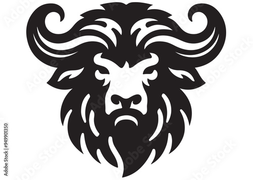 Vector of a buffalo head design, buffalo head logo vector, buffalo head silhouette vector illustration
