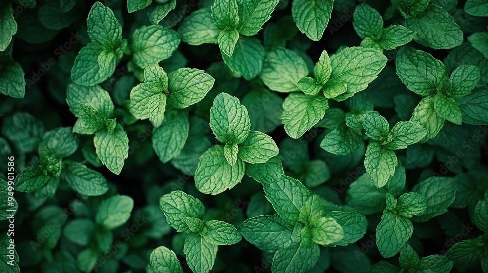 Fresh Green Mint Leaves Background Fresh Green Mint Leaves Background