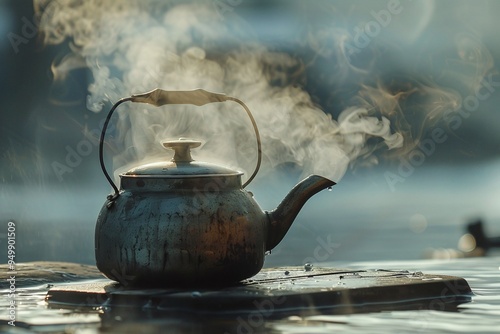 ai generative a water kettle that emits steam