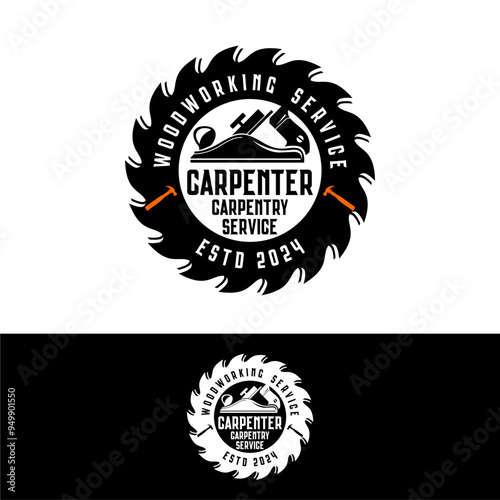 Carpentry Woodworks Retro Carpenter Sawmill Logo Vector Template Design 