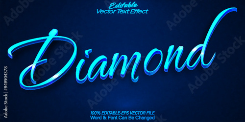 Diamond Text Effect Editable Alphabet Blue Gem Gemstone Elegant