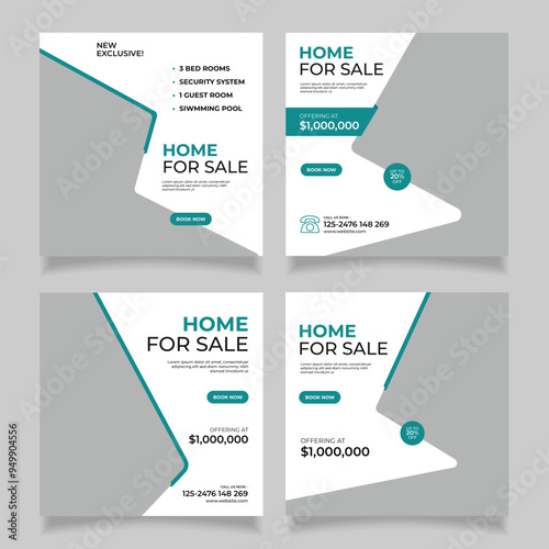 real estate home sale social media instagram post web banner promotion design template.