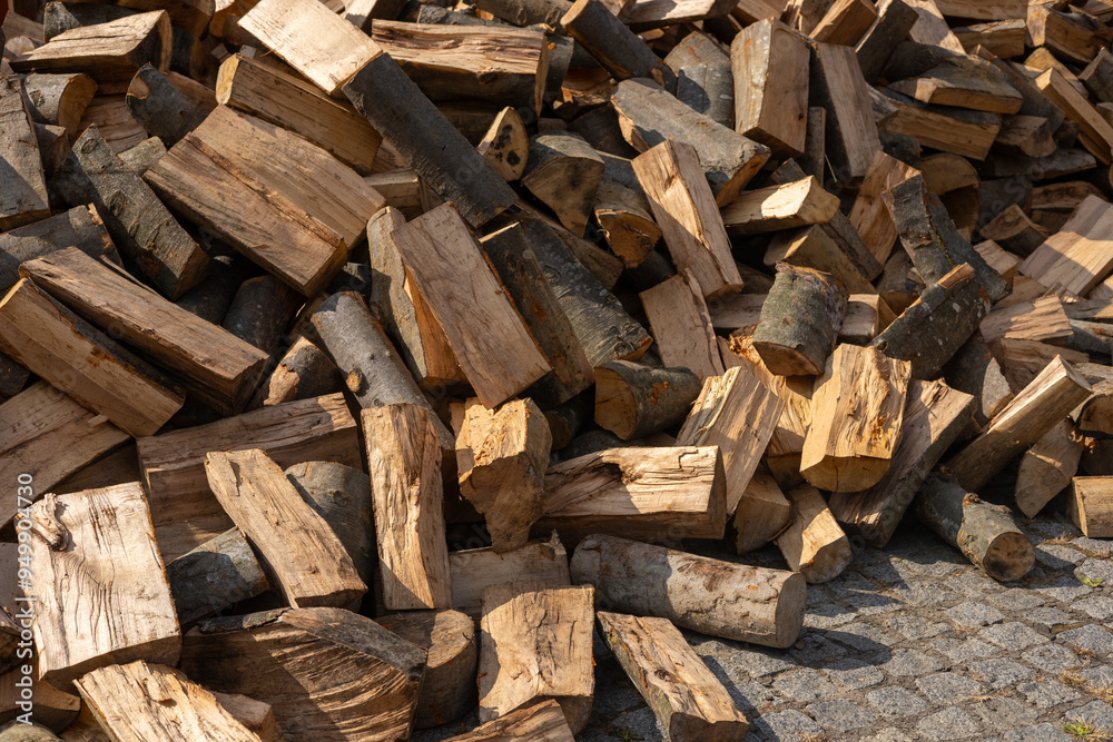Large pile of chopped firewood Large pile of chopped firewood