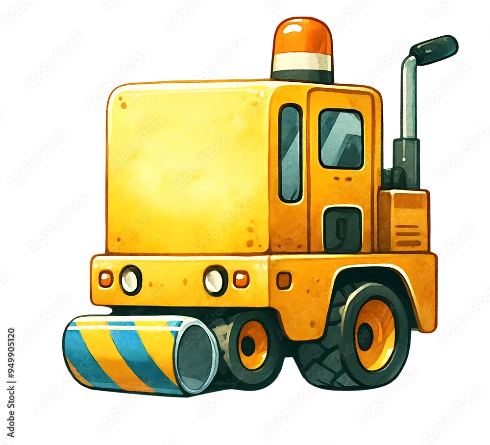 Naklejka premium painting of a road marking machine, designed in a playful 