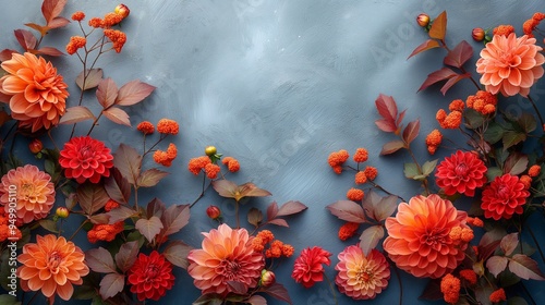 orange flowers on a dark background,postcard,autumn decor,	 photo