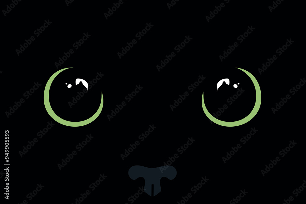 Black cat with green eyes close up. Cat face background. Vector illustration Black cat with green eyes close up. Cat face background. Vector illustration