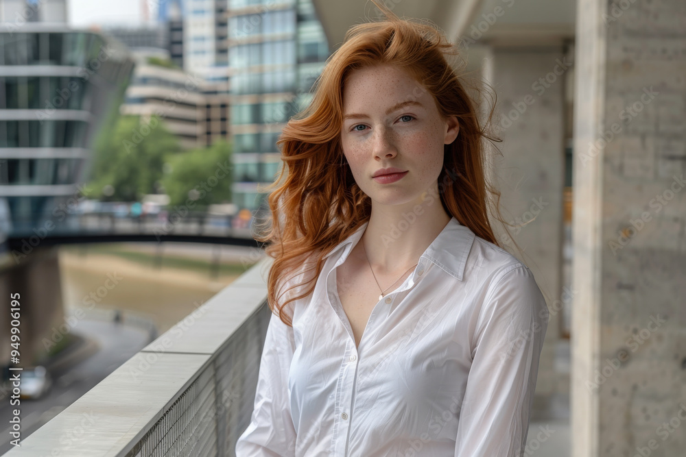 Fototapeta premium Serene Portrait by the River at Dusk