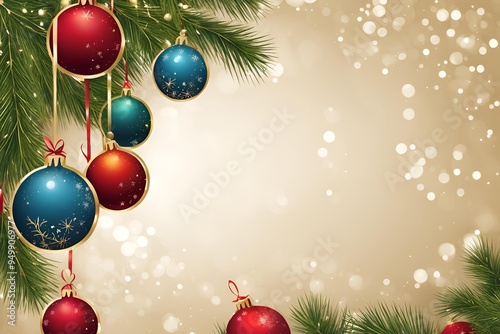 Beautiful Christmas balls banner with text space