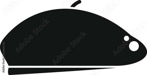 Black classic french beret side view icon in simple style isolated on white background