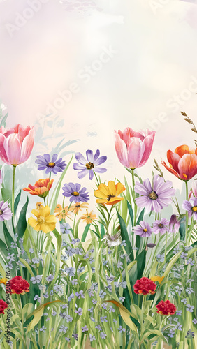 Wildflowers border background.