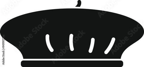 This simple vector icon of a black beret represents french culture