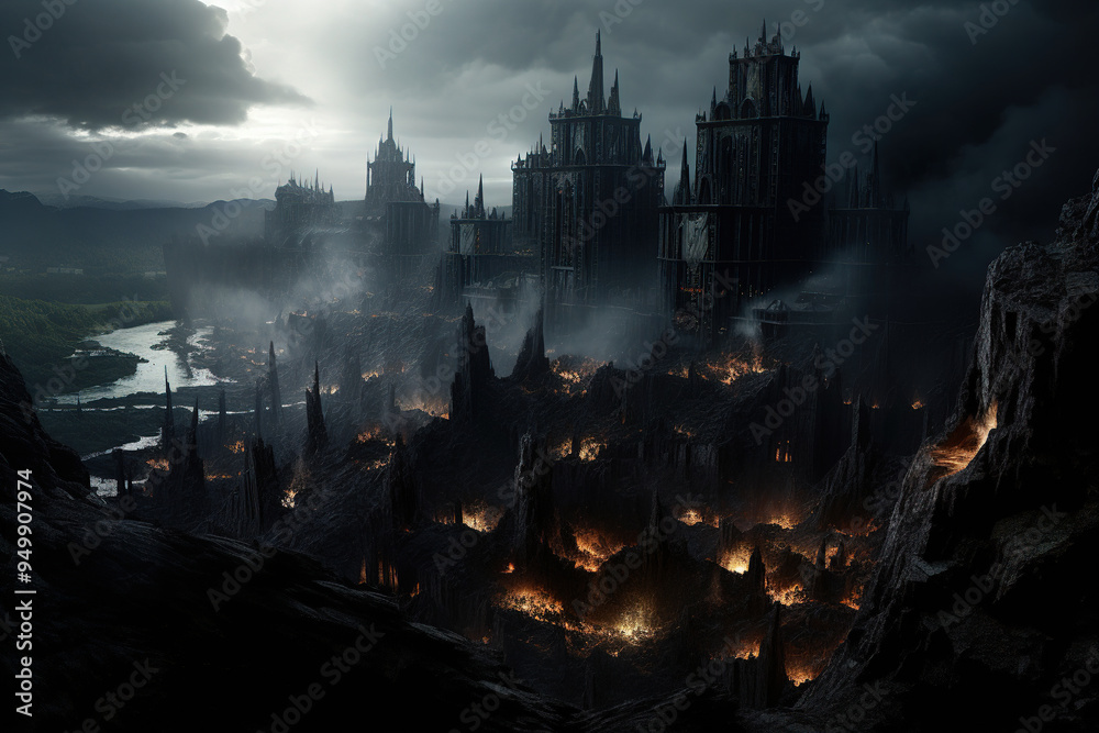 Fototapeta premium Dark Fantasy City Ruins - Apocalyptic Architecture