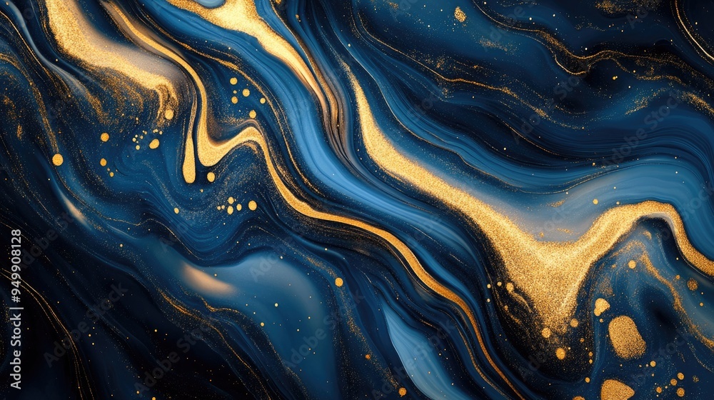 Abstract background with water and gold textures, showcasing fluid blue and gold patterns that evoke a sense of luxury and nature. Abstract background with water and gold textures, showcasing fluid blue and gold patterns that evoke a sense of luxury and nature.