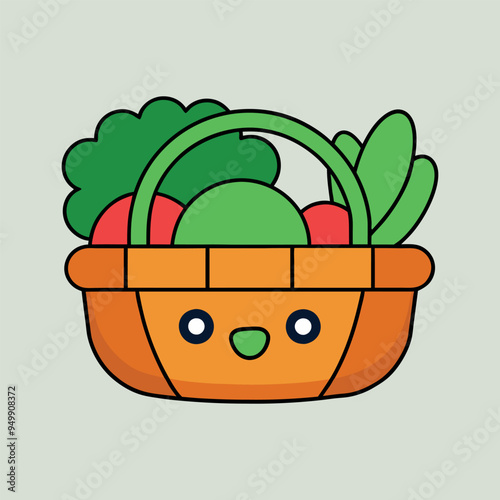 cartoon illustration basket of vegetablespng clipart without background 