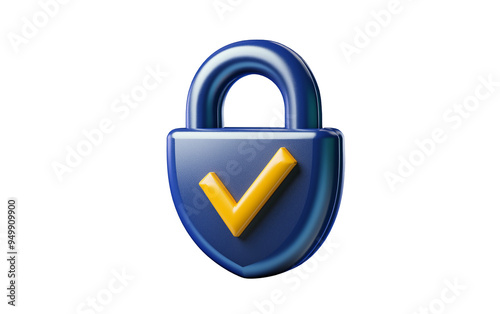Free Download 3D Security Padlock Icon with Checkmark on Transparent Background. - GFXLoad