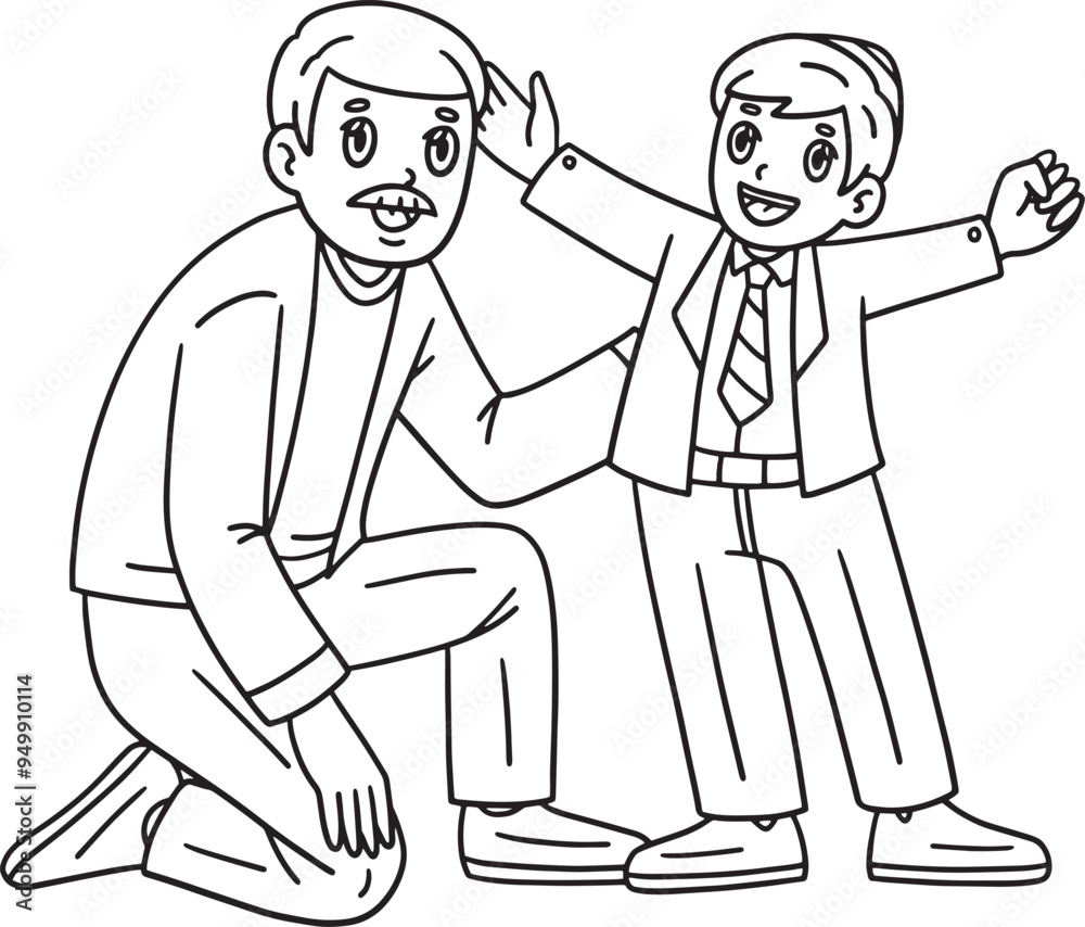Bar Mitzvah Father Greeting Son Isolated Coloring Bar Mitzvah Father Greeting Son Isolated Coloring