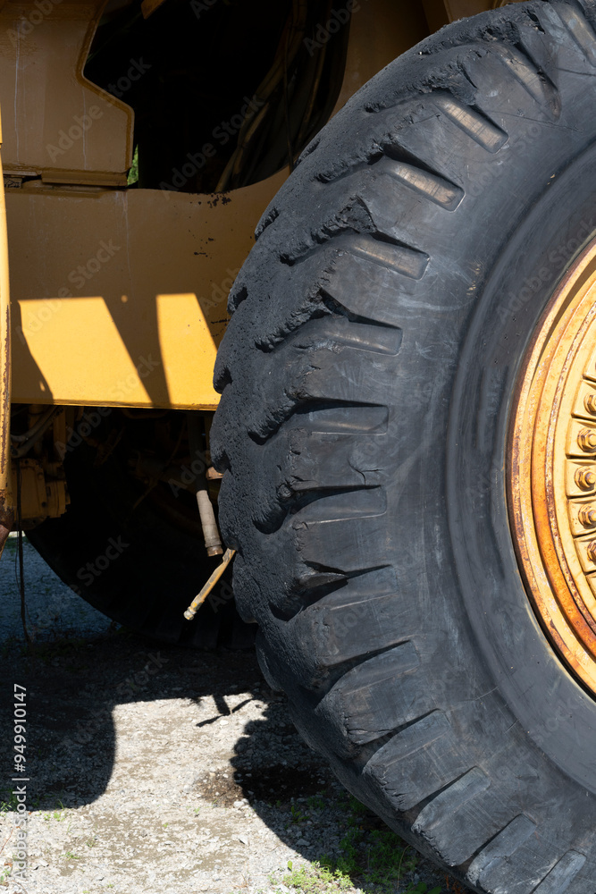 Details of a damaged giant dump truck Details of a damaged giant dump truck