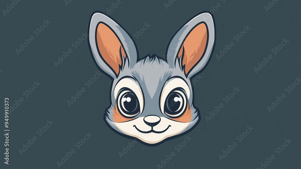 Fototapeta premium Cute Bunny Illustration with Big Eyes and a Smiling Face