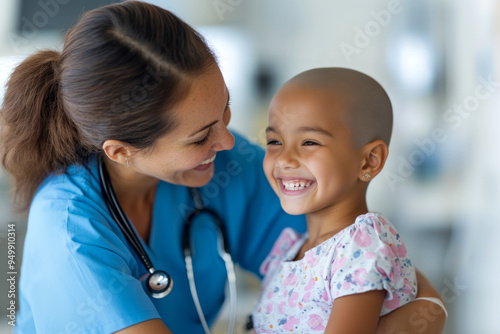 Smiling Nurse with Happy Child in Hospital