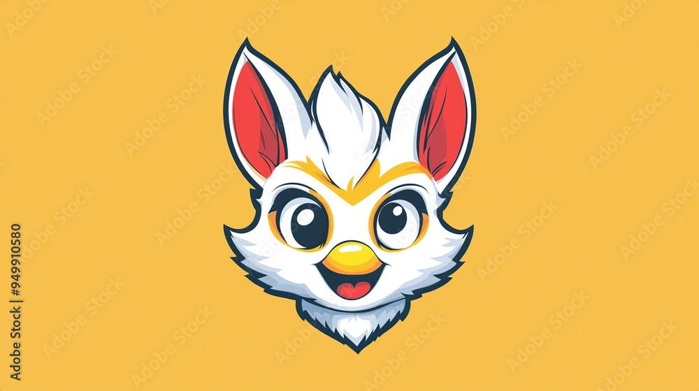 Fototapeta premium Cute White Furry Cartoon Animal