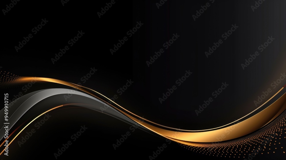 Obraz premium Free abstract black background with gold wave