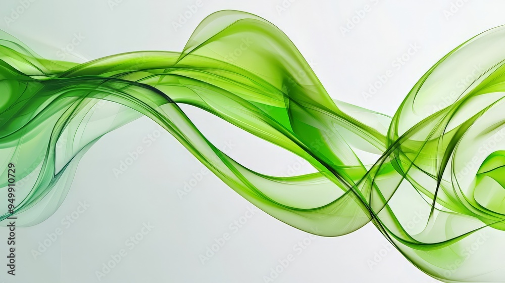 A green design with abstract curves, dynamic and flowing